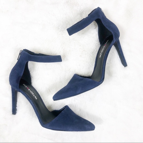 Nine West Shoes - Nine West Nwcate Blue Suede Heels Size 7.5